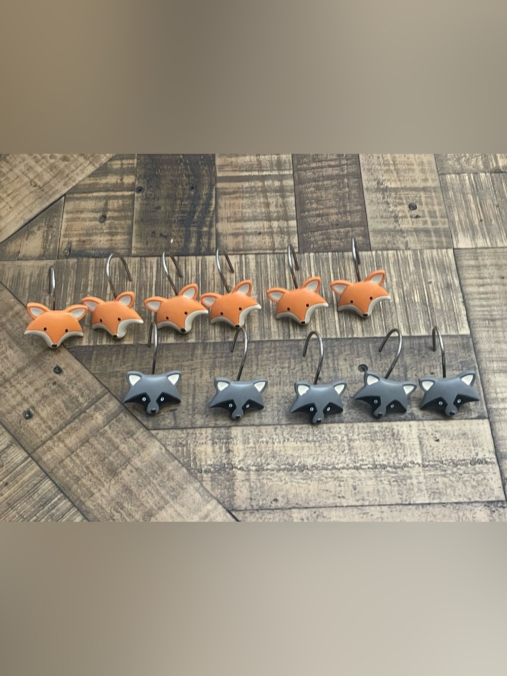 Woodland Creatures Fox and Raccoon Shower Curtain Hooks -11